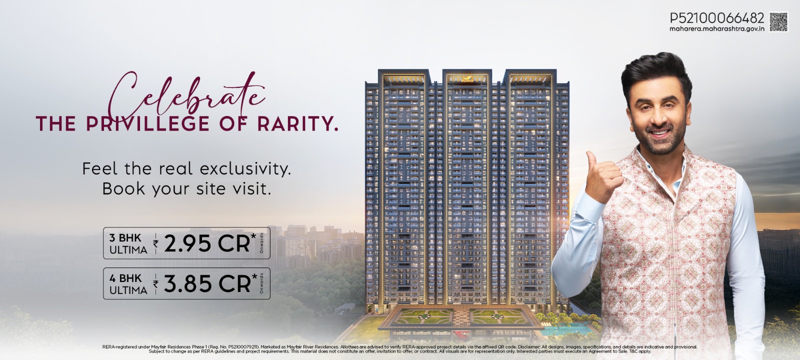 Celebrate the privilege of rarity — 3 BHK Ultima from ₹2.95 Cr, 4 BHK Ultima from ₹3.85 Cr