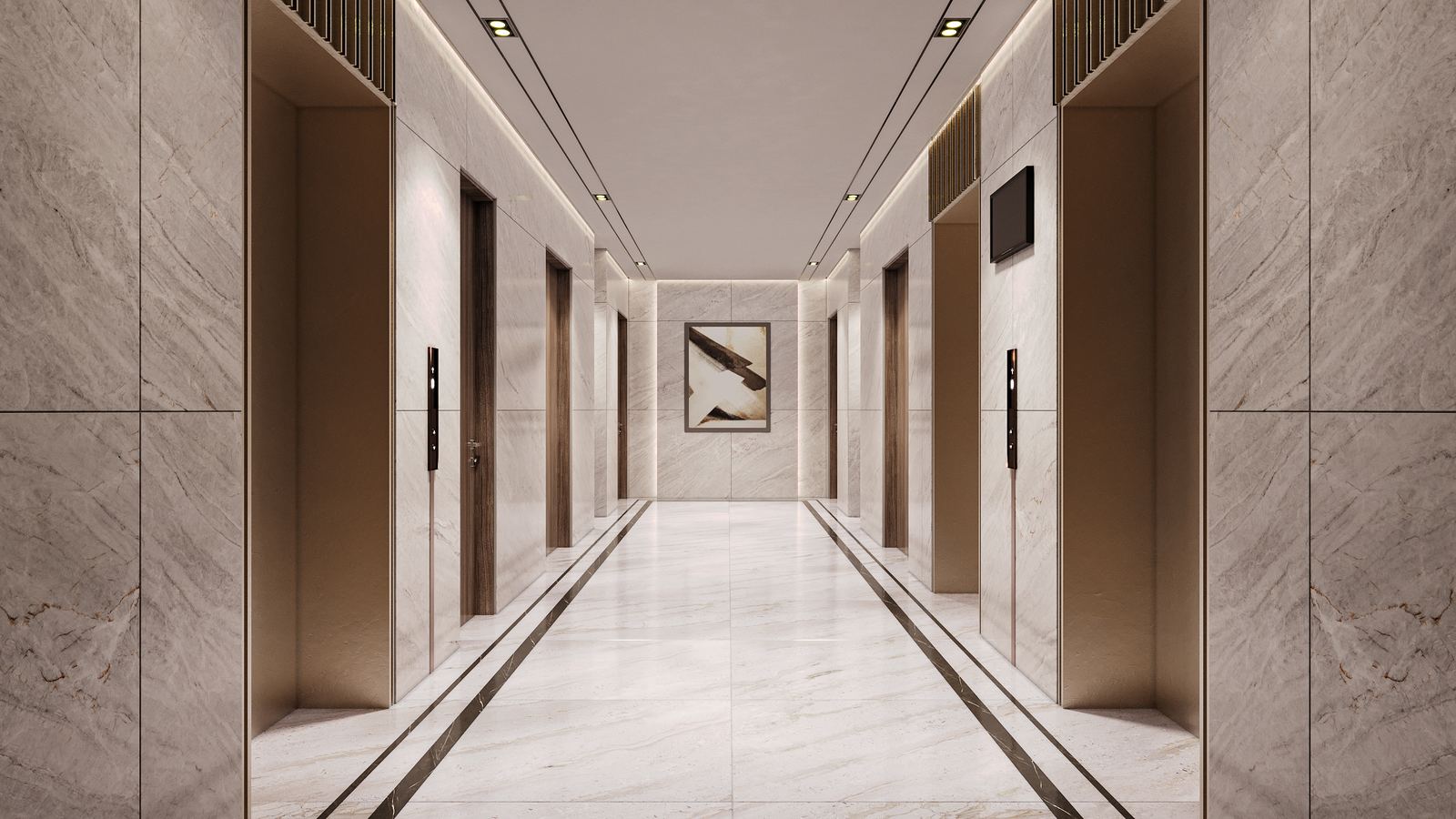 Marble-finished lift lobby